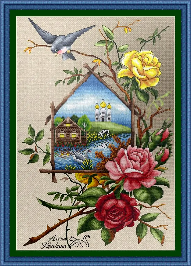 A summer house. Rose. - PDF Cross Stitch Pattern