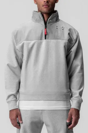 ASRV Tech-Terry™ Paneled Quarter Zip Sweater - Heather Grey