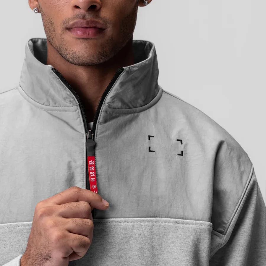 ASRV Tech-Terry™ Paneled Quarter Zip Sweater - Heather Grey