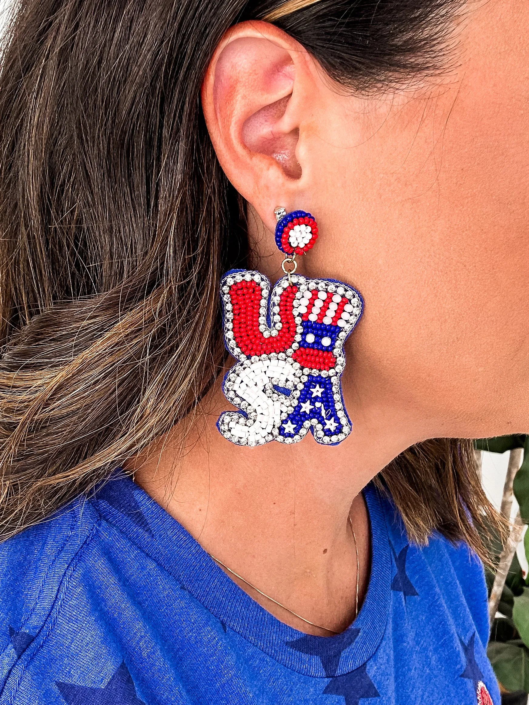 Beaded USA Earrings