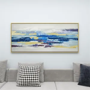 BLUE CANVAS ABSTRACT FRAMED WALL ART WITH GOLD FRAME