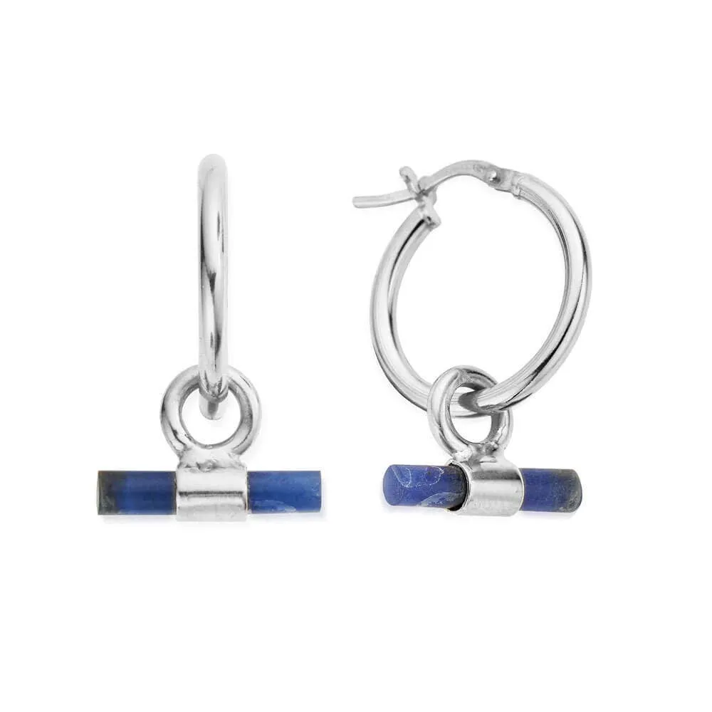 ChloBo Silver Sodalite T-Bar Hoops