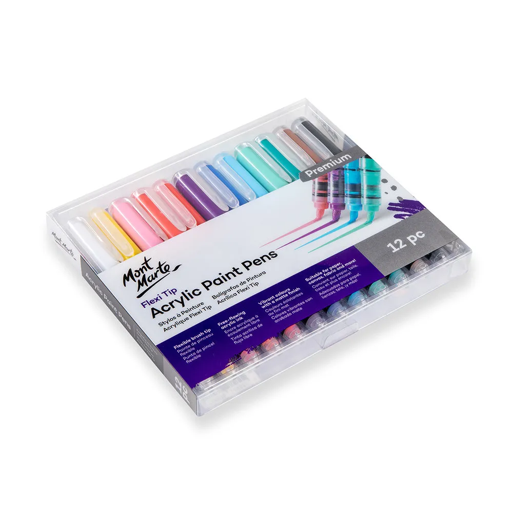 Flexi Tip Acrylic Paint Pens Premium 12pc