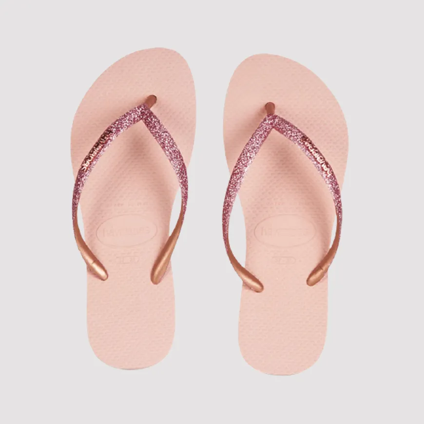 Havaianas Slim Glitter Women Beach Slippers Rose