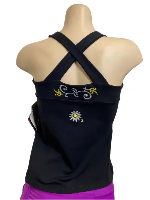 Last Chance! Margarita Activewear Cross Back Embroidered Long Top 921