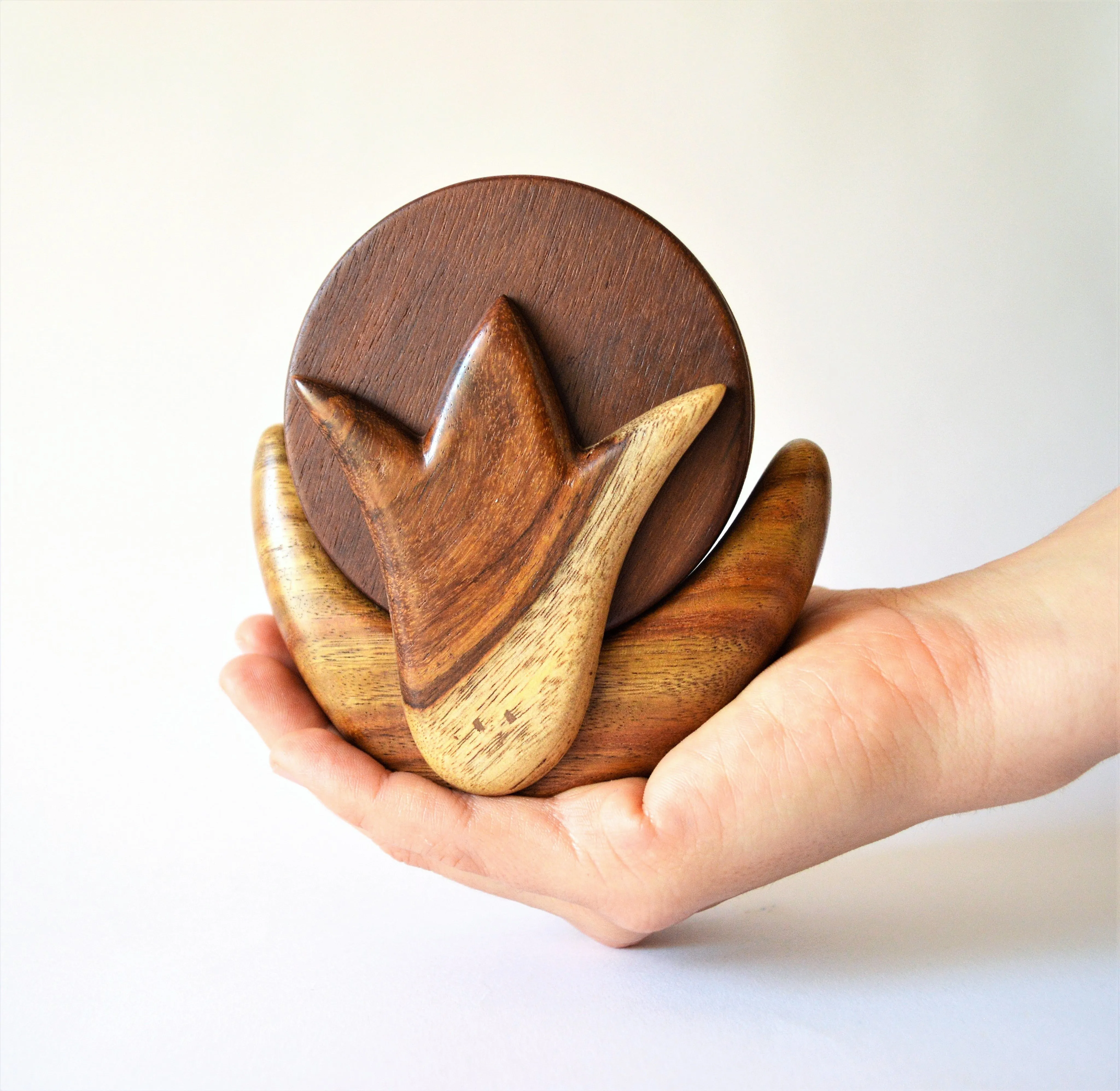 Lotus Flower wooden coasters set