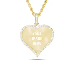 Medium Gold & Diamond Heart Picture Pendant