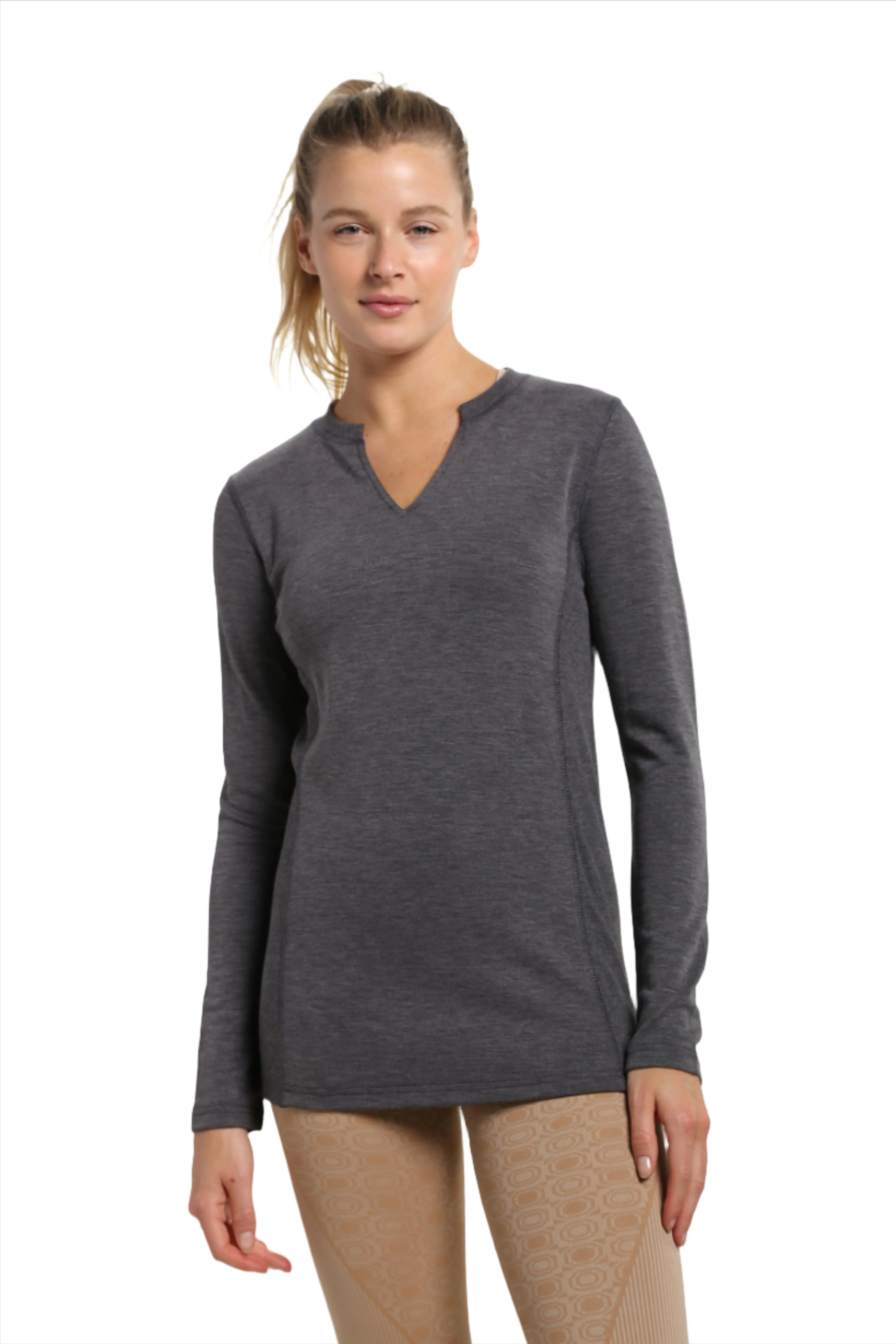 Mono B Split Collar Long Sleeve Tee KT-A1040 and Plus