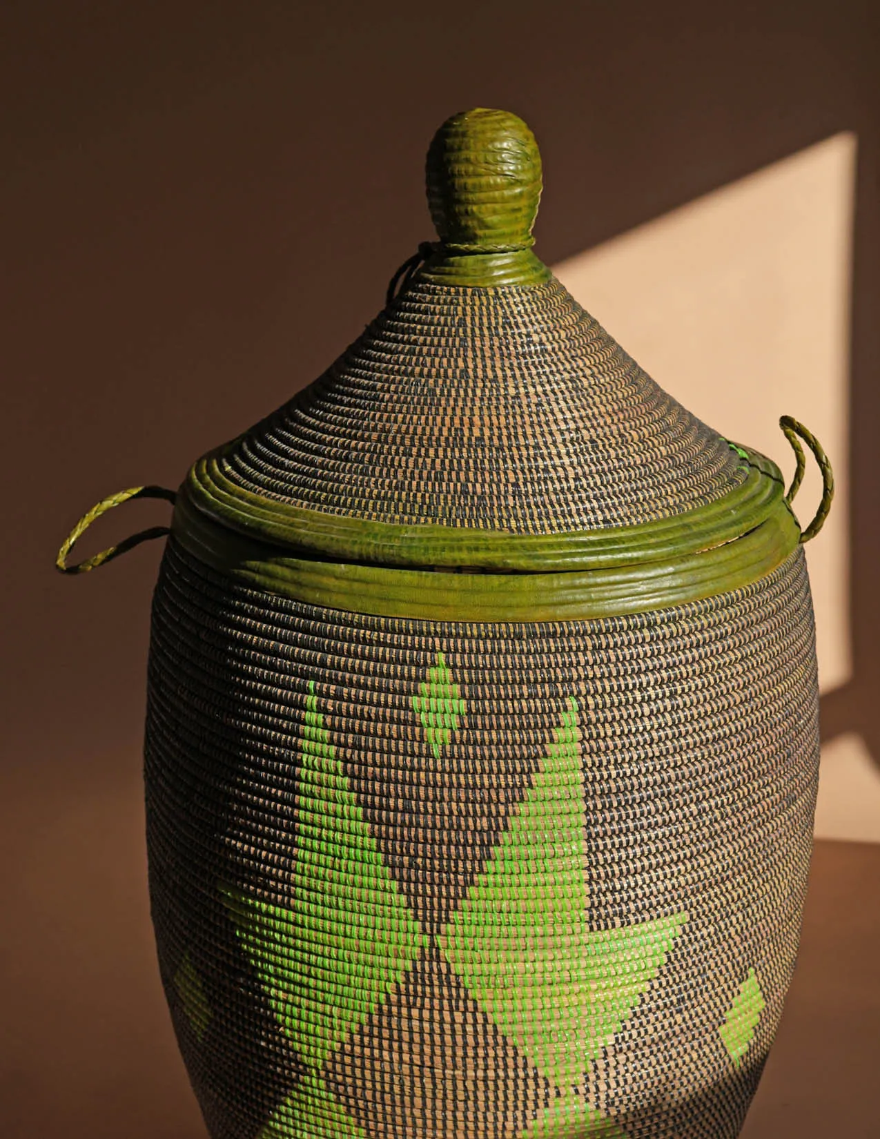 Nabu Woven  Leather Teardrop Basket