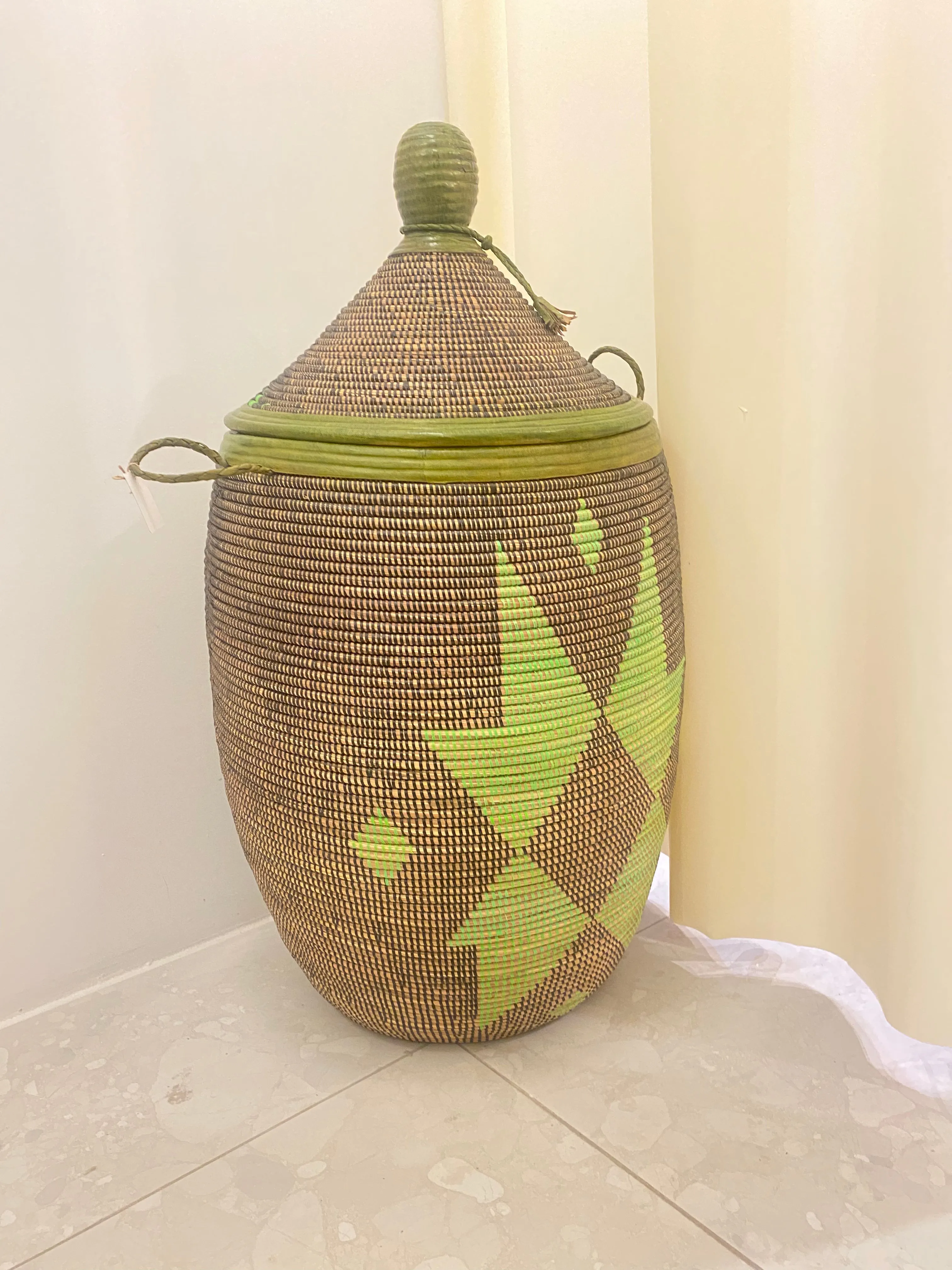 Nabu Woven  Leather Teardrop Basket