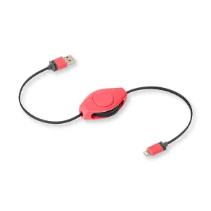 Retractable Lightning Cable | Lightning Charging Cable | Pink