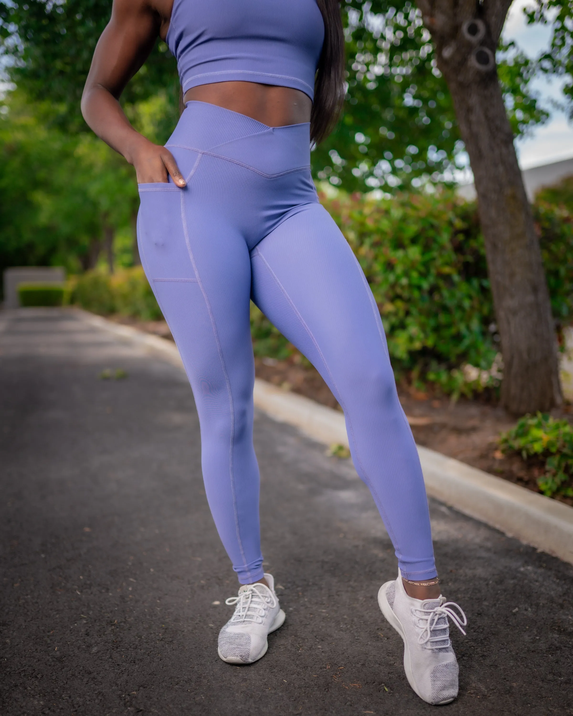 Ribbed Vortex Pocket Leggings - Violet