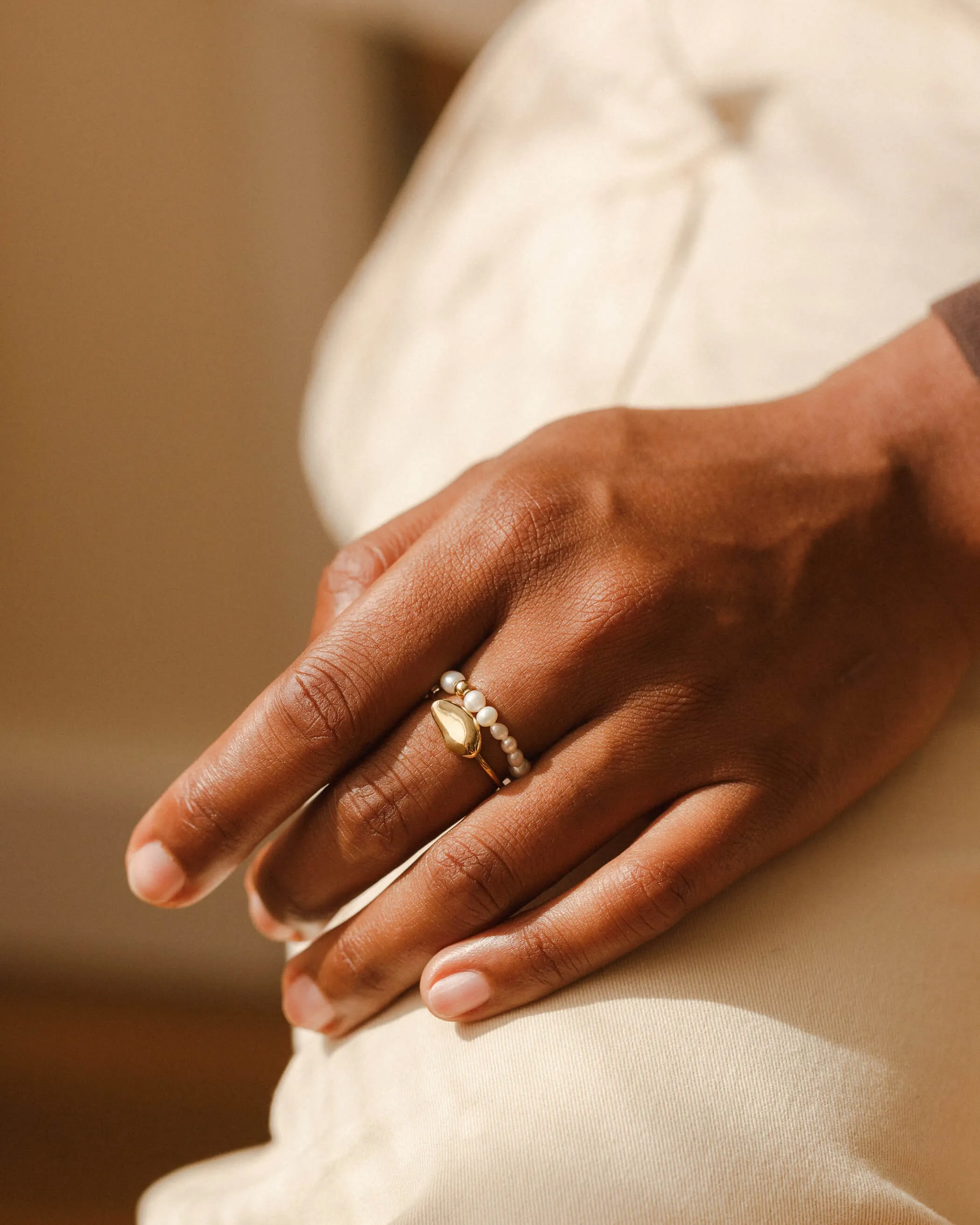 Solid Gold Worry Stone Ring