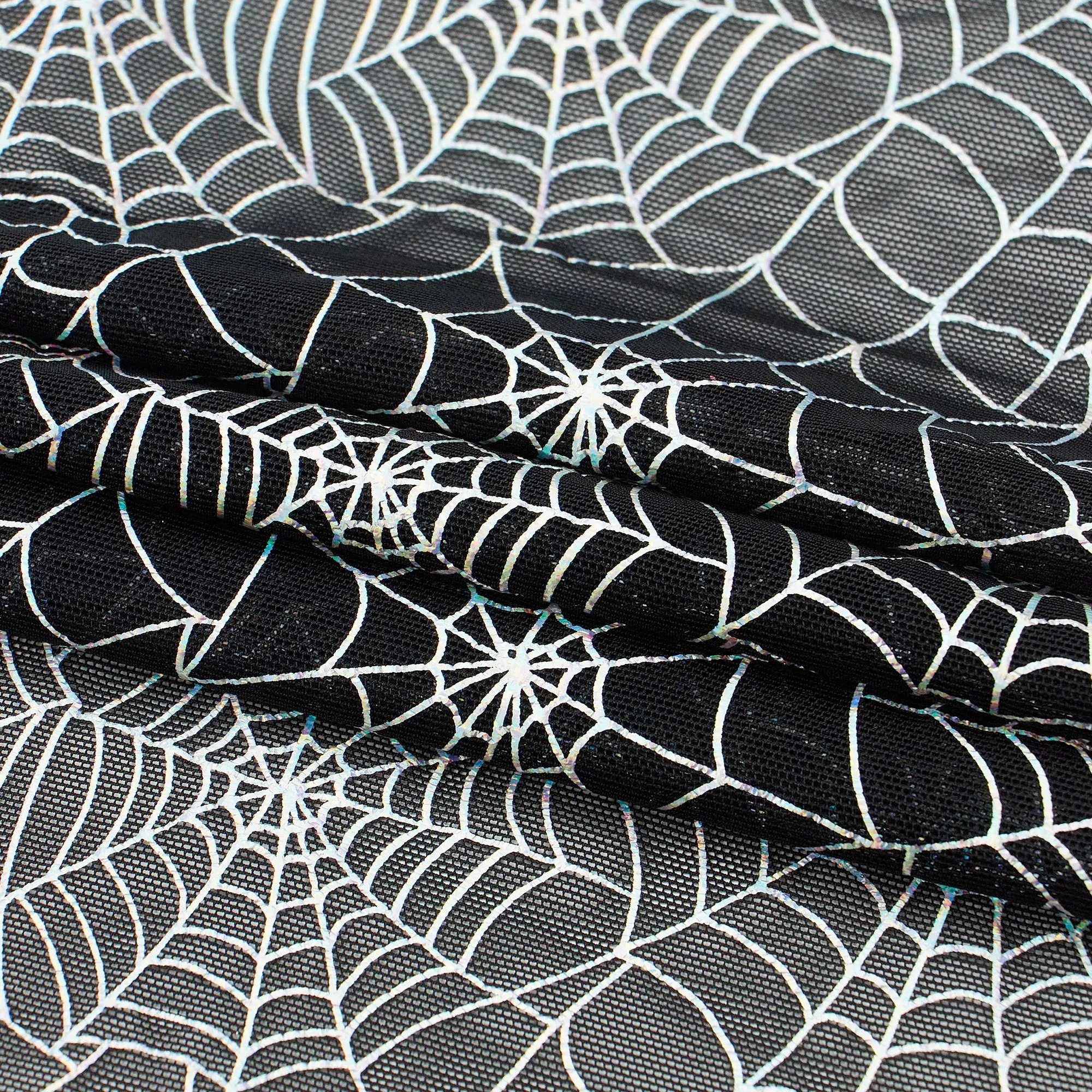 Spiderweb Foiled Mesh Spandex Fabric | Blue Moon Fabrics