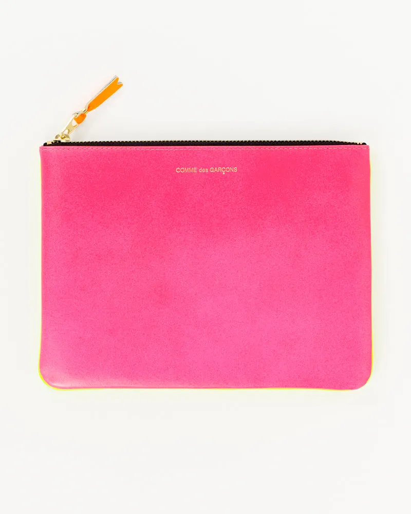 Super Fluo Large Zip Pouch - Pink/Yellow