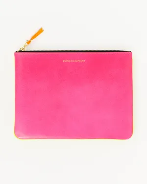 Super Fluo Large Zip Pouch - Pink/Yellow