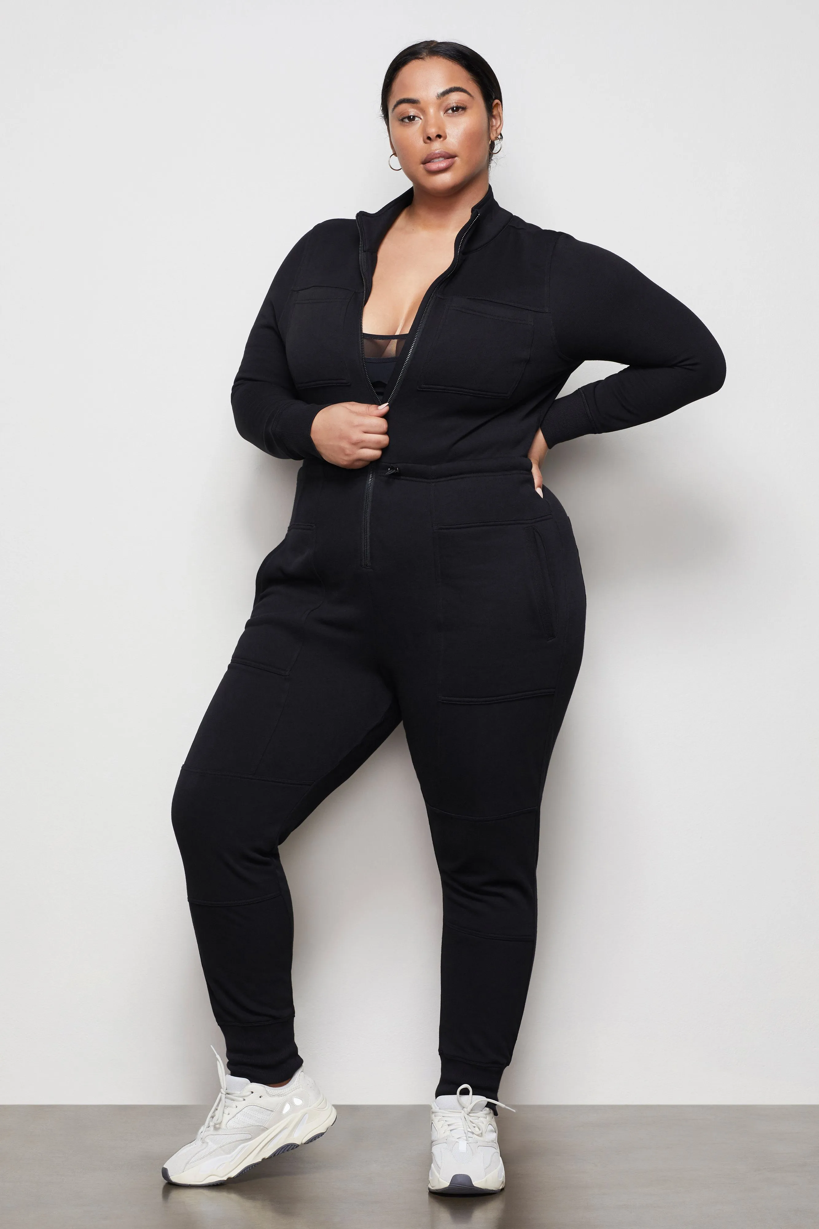 THE GOOD FLEECE COZY JUMPSUIT | BLACK001