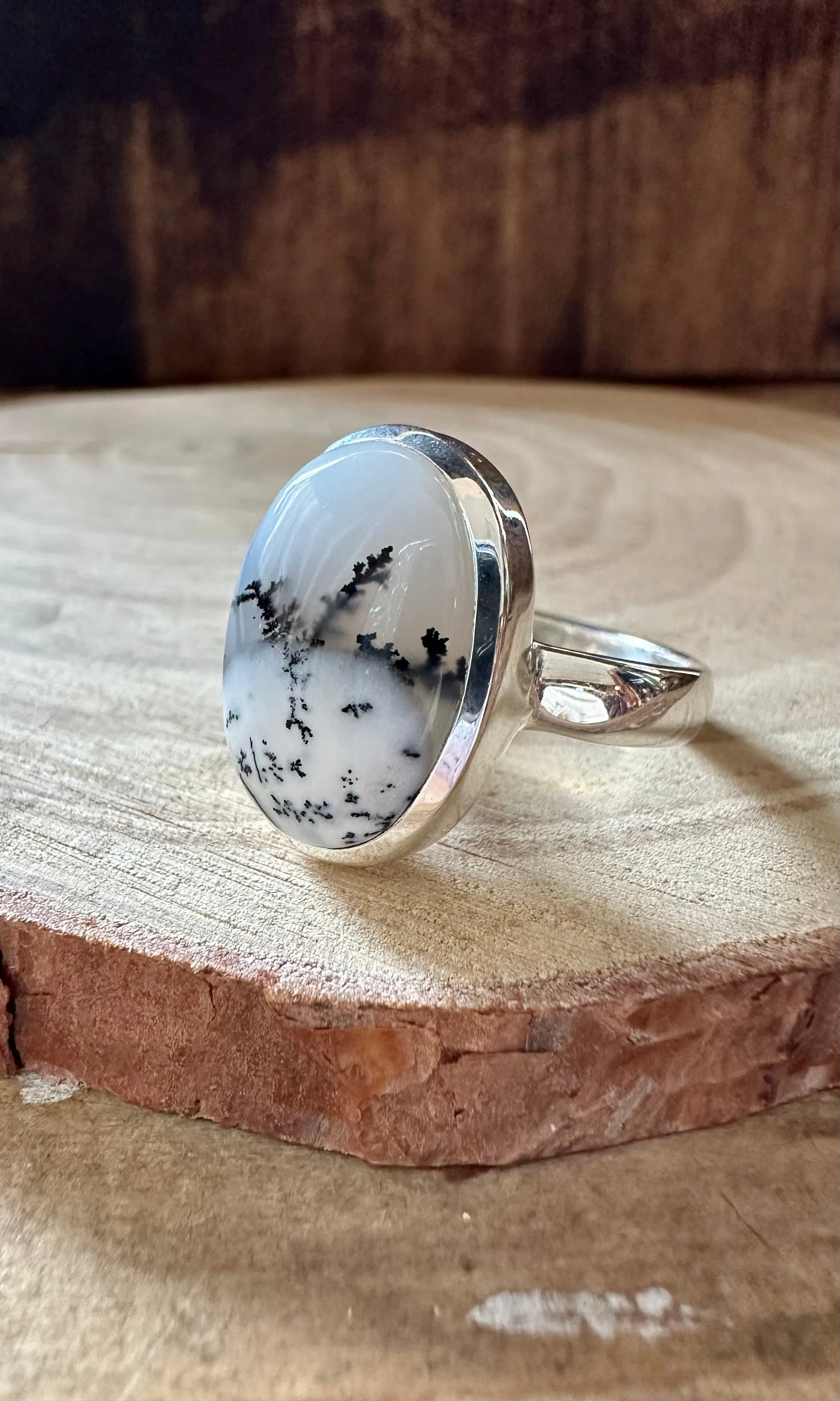 WHIMSY DENDRITIC OPAL Sterling Silver Ring • Size 9